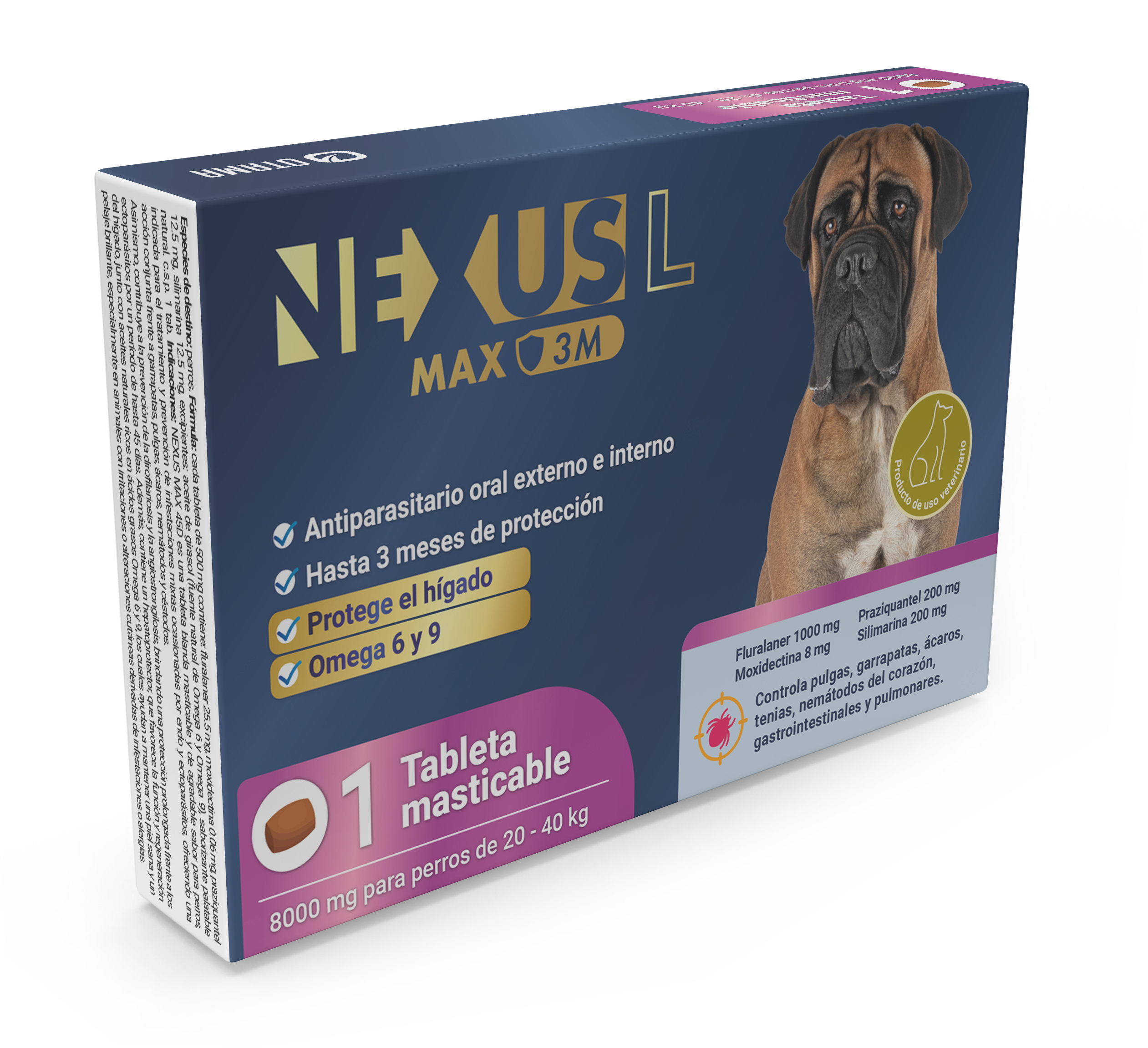 ANTIPULGAS EN TABLETA NEXUS MAX 3M L (20-40KG) - 1