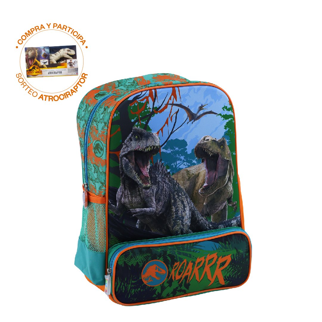 MOCHILA SCOOL RANGER JURASSIC WORLD DINOSAURIOS B - 1