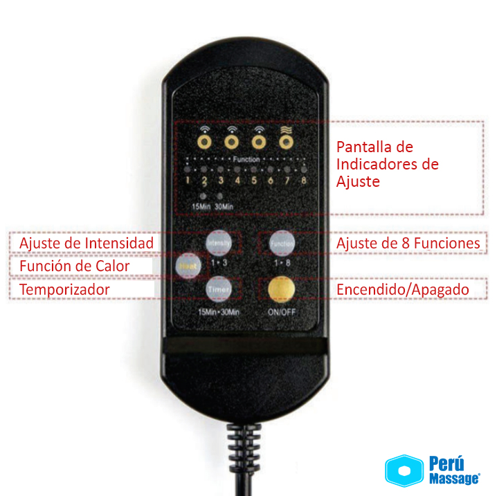 MASAJEADOR TIPO SILLA CON 8 FUNCIONES DISTINTAS Y CALENTADOR - 4