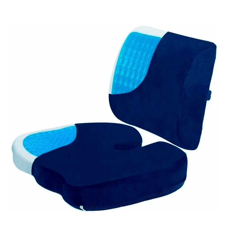 COJÍN DE ASIENTO CON GEL Y ALMOHADA DE SOPORTE LUMBAR COCHE OFICINA - 1