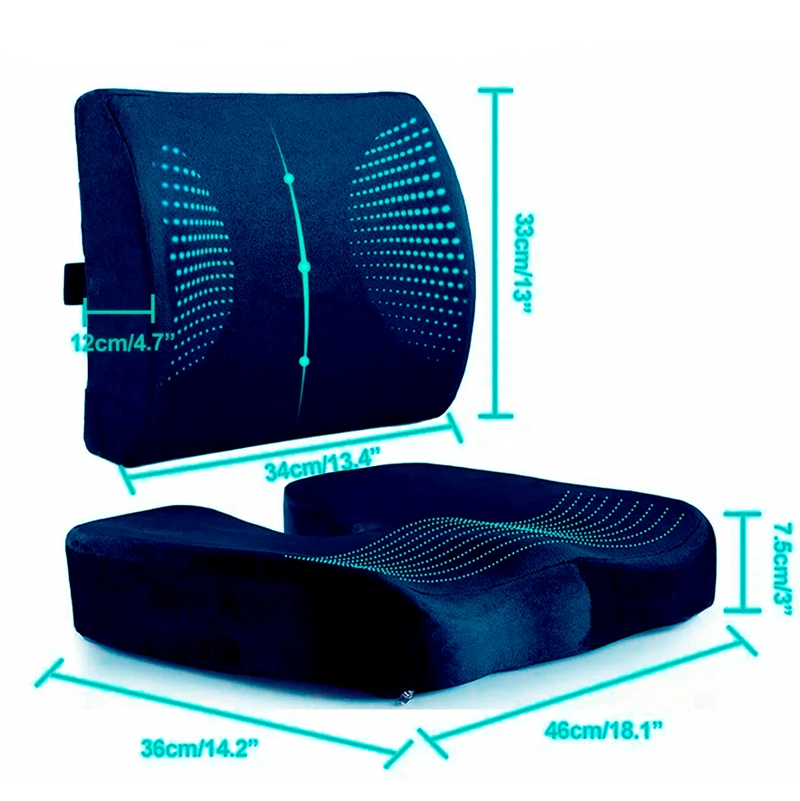 COJÍN DE ASIENTO CON GEL Y ALMOHADA DE SOPORTE LUMBAR COCHE OFICINA - 3