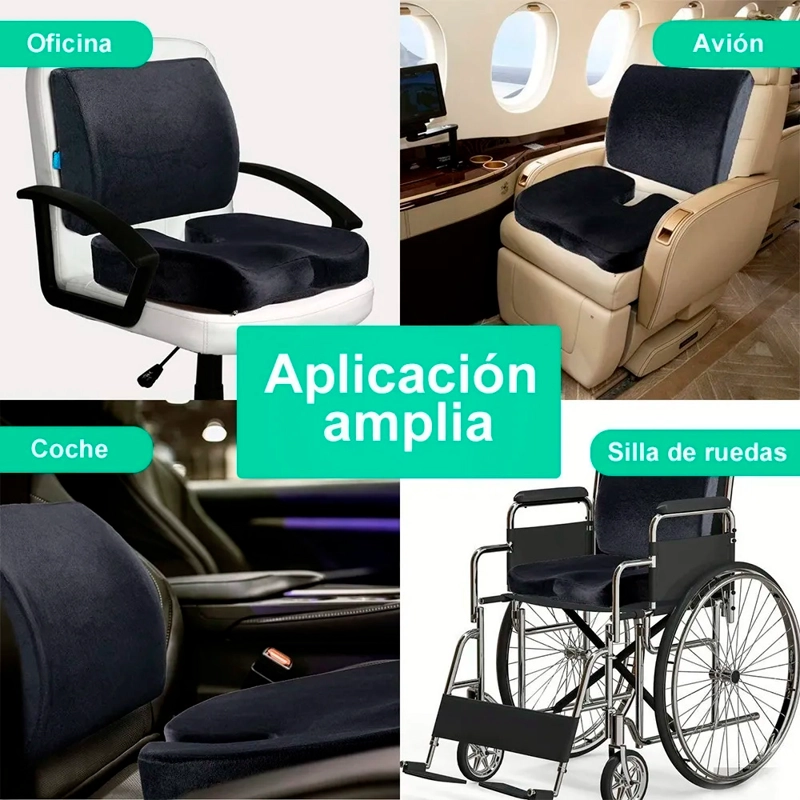 COJÍN DE ASIENTO CON GEL Y ALMOHADA DE SOPORTE LUMBAR COCHE OFICINA - 4