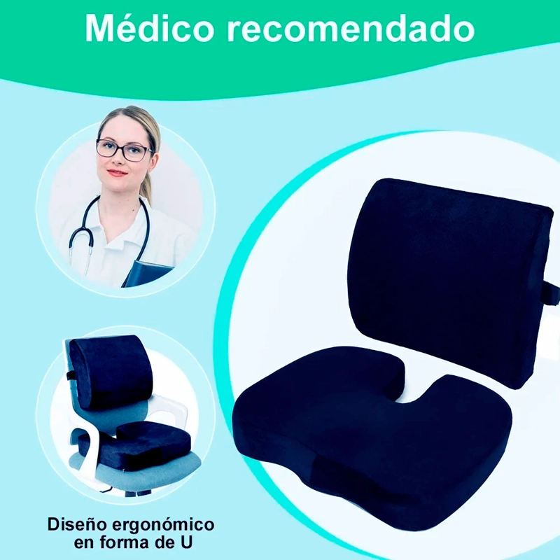 COJÍN DE ASIENTO CON GEL Y ALMOHADA DE SOPORTE LUMBAR COCHE OFICINA - 5