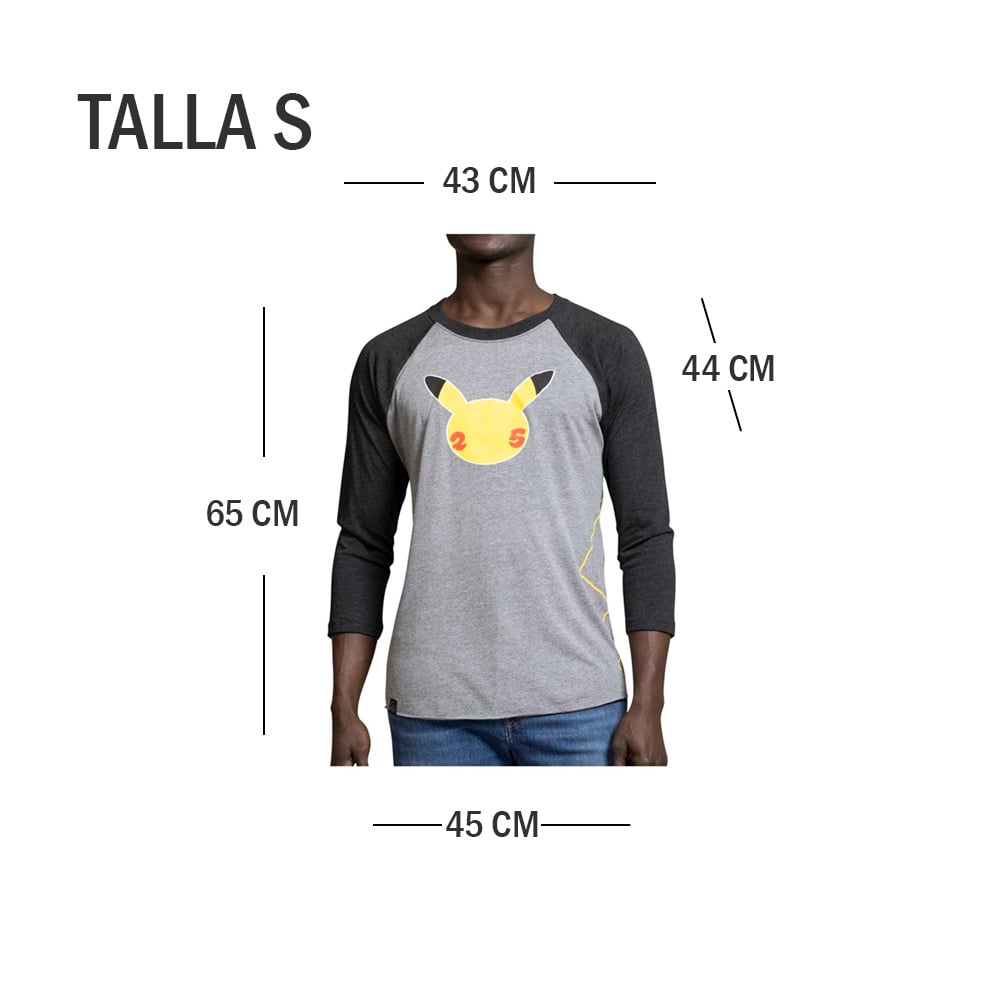 POKEMON CENTER POLO GRIS RAGLAN CELEBRATIONS TALLA S - 2