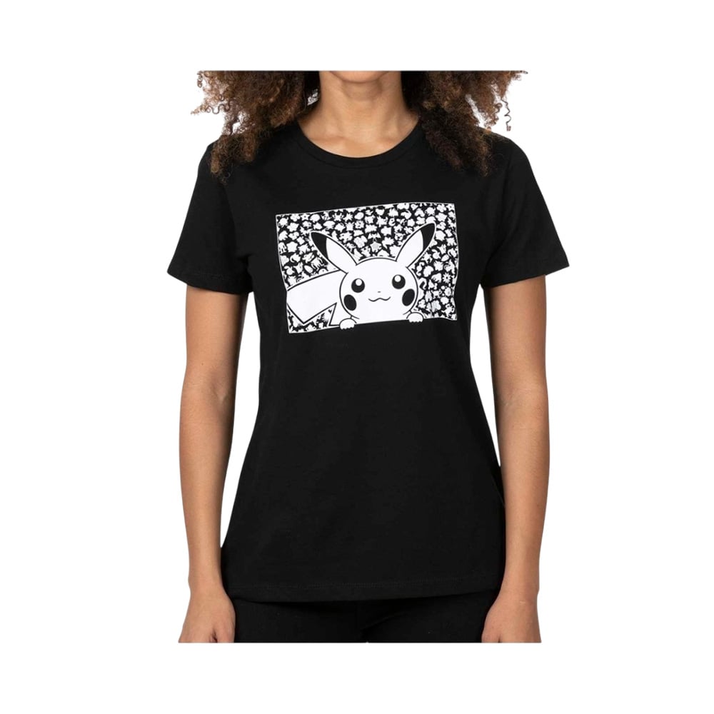 POKEMON CENTER POLO PIKACHU SILUETAS NEGRO TALLA S - 1