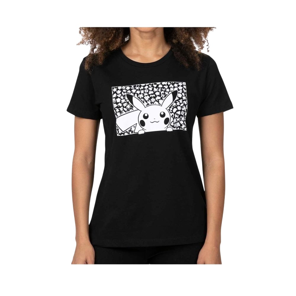 POKEMON CENTER POLO PIKACHU SILUETAS NEGRO TALLA M - 1