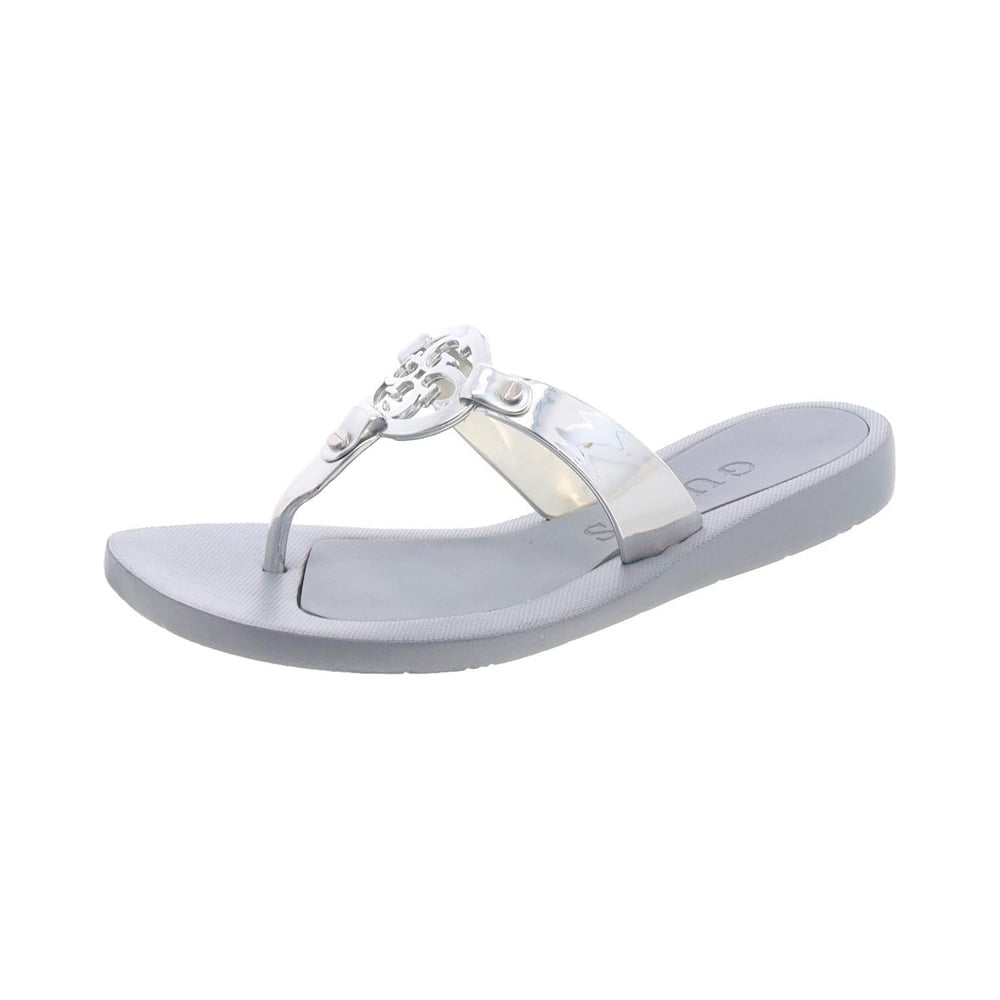 SANDALIA GUESS PARA DAMA SILVER TYANA FLAT TALLA 6 - 1