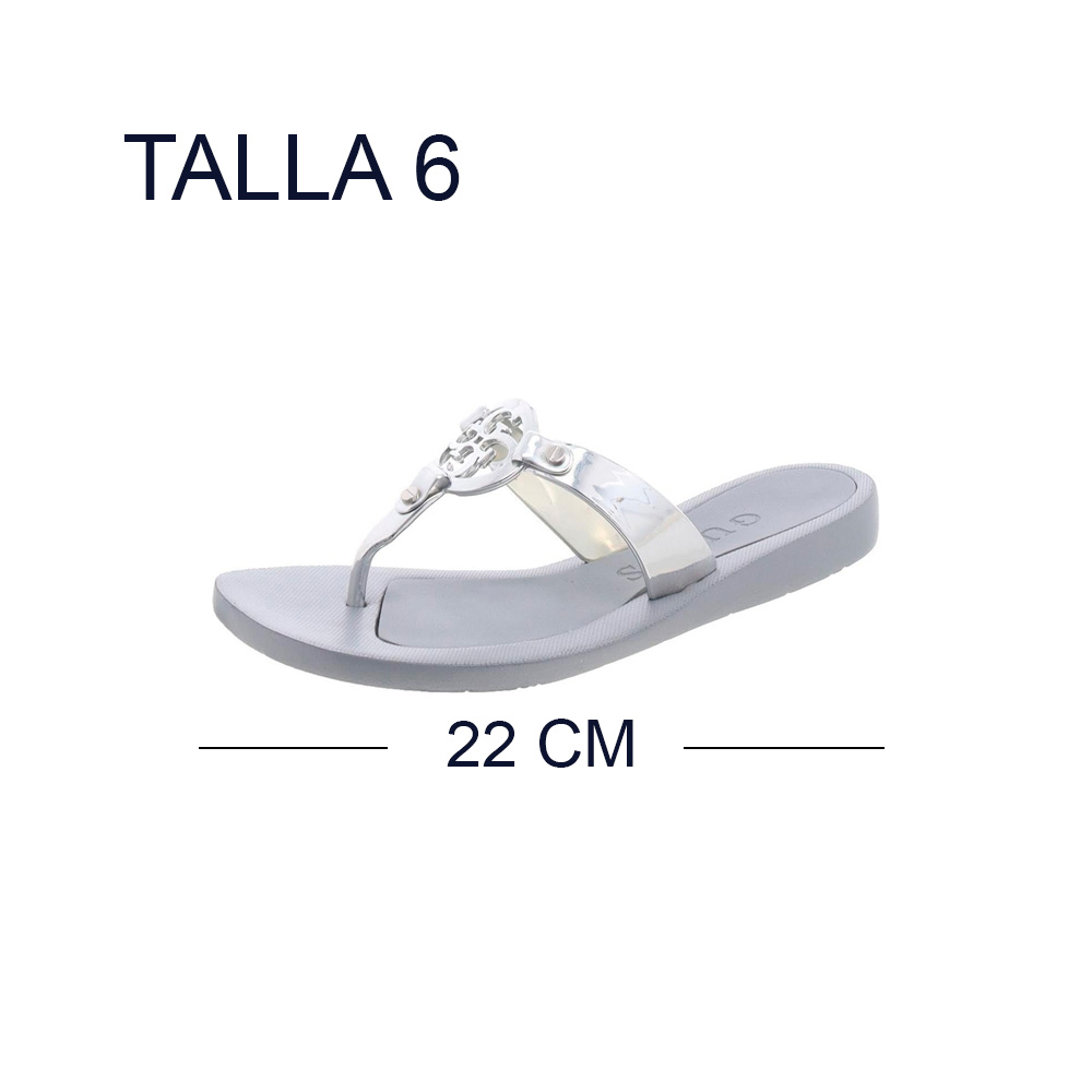 SANDALIA GUESS PARA DAMA SILVER TYANA FLAT TALLA 6 - 2
