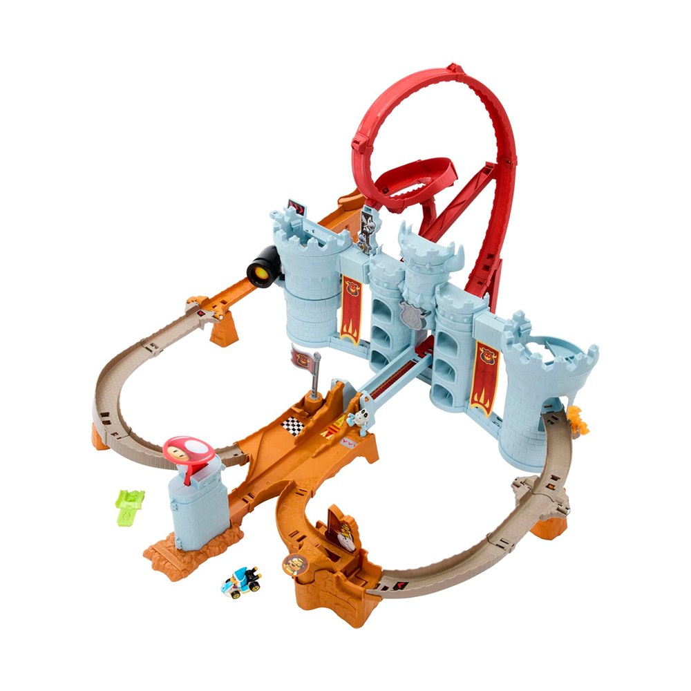 HOT WHEELS TOY CAR TRACK SET MARIO KART BOWSERS CASTLE - 4