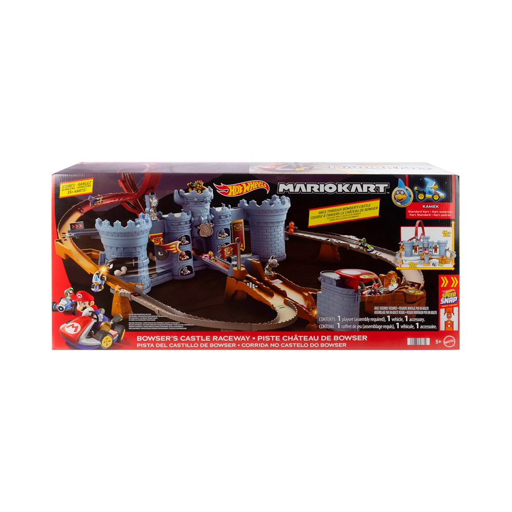 HOT WHEELS TOY CAR TRACK SET MARIO KART BOWSERS CASTLE - 6