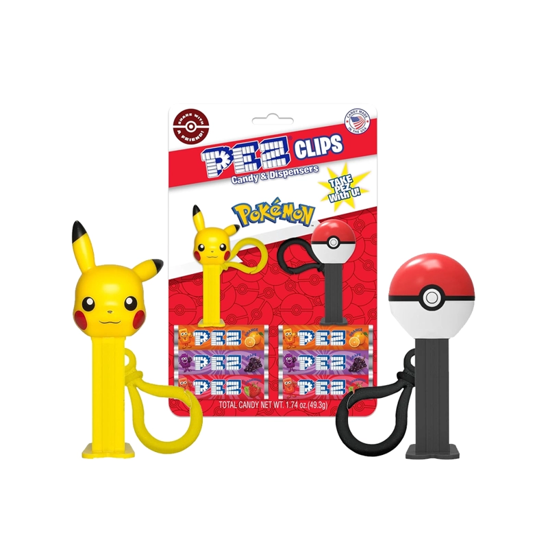 POKEMON PEZ CLIPS TWO MINI DISPENSERS ON KEYCHAIN CLIP - 1