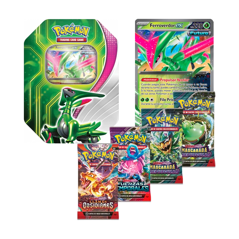 POKEMON TCG PARADOX CLASH TIN FERROVERDOR EX ESPAÑOL - 1
