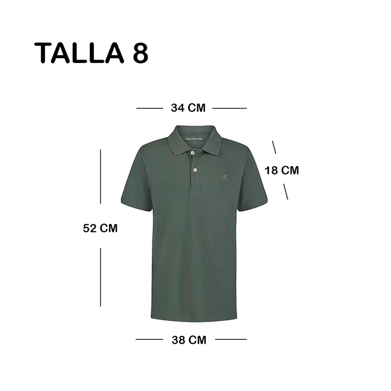 POLO CORTO CALVIN KLEIN VERDE OSCURO INFANTIL TALLA 8 - 2