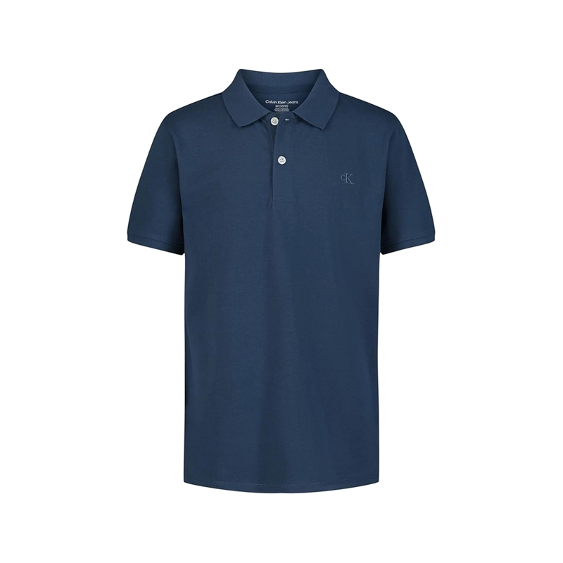 POLO CORTO CALVIN KLEIN AZUL ACERO INFANTIL TALLA 8 - 1