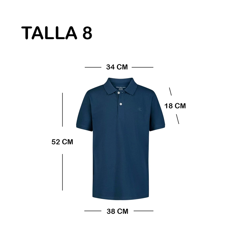 POLO CORTO CALVIN KLEIN AZUL ACERO INFANTIL TALLA 8 - 2