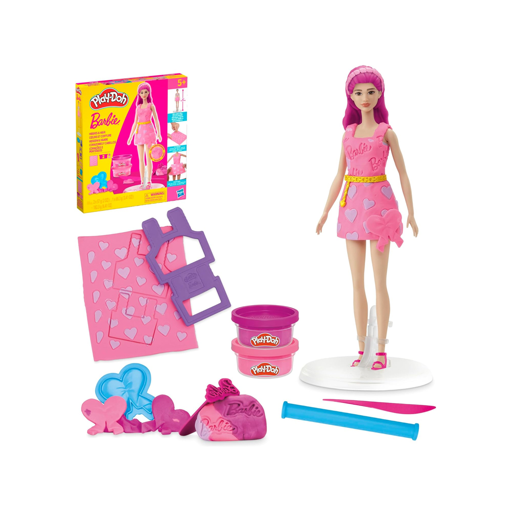 PLAY DOH BARBIE HEARTS AND HAIR SET CLOTHES WITH MODELING - 1