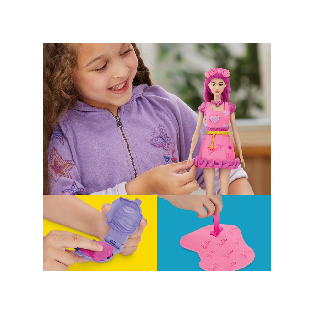 PLAY DOH BARBIE HEARTS AND HAIR SET CLOTHES WITH MODELING - 5
