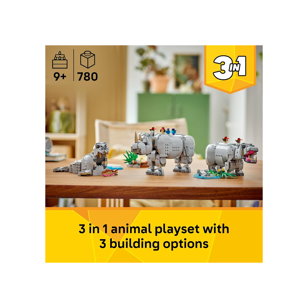 LEGO CREATOR 3 IN 1 WILD ANIMALS MAJESTIC RHINO 31171 - 2