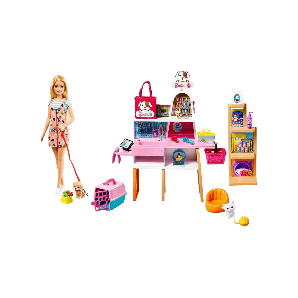 BARBIE MUÑECA Y PET BOUTIQUE CON 4 PETS Y ACCESSORIOS - 2