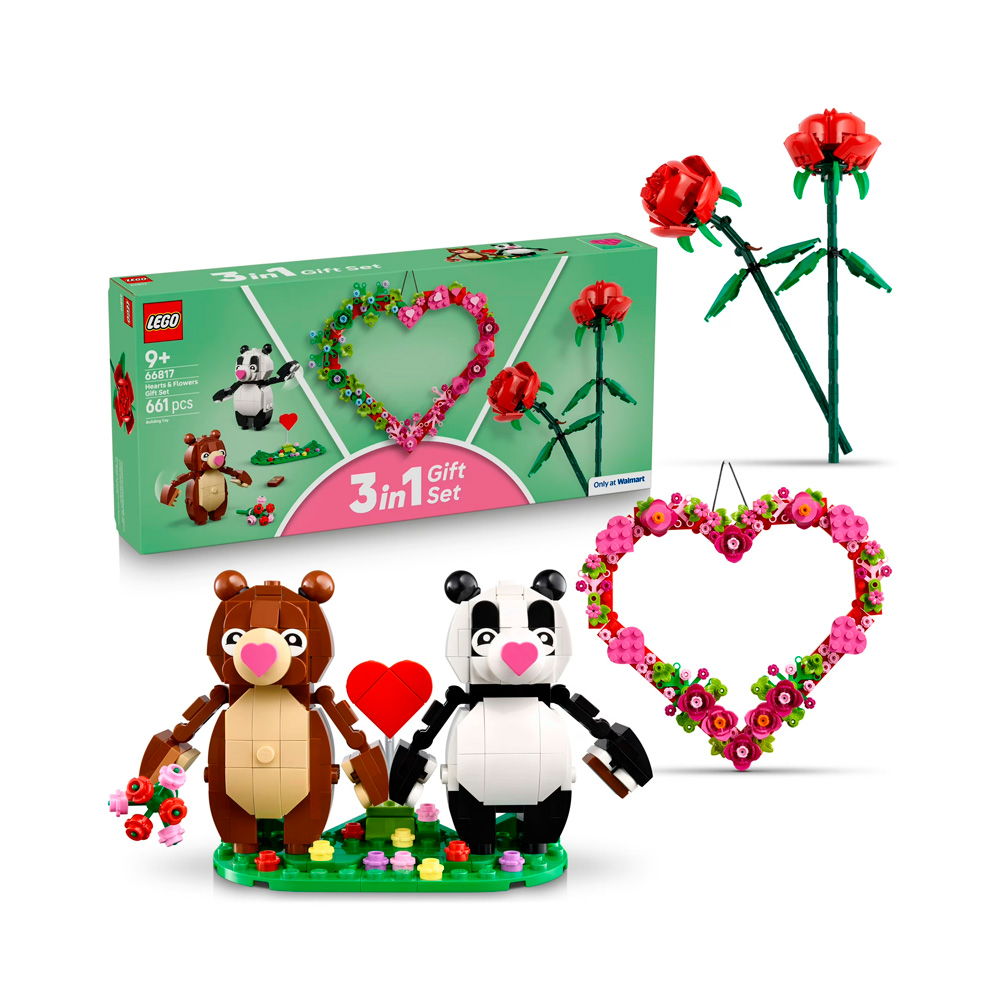 LEGO 3 IN 1 VALENTINES HEART AND FLOWER GIFT SET 66817 - 1