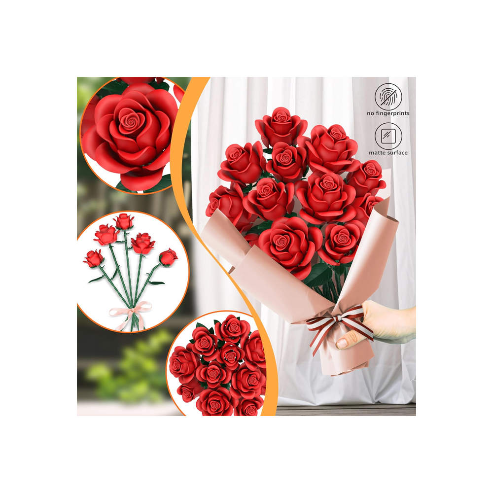 RED ROSES FLOWER BOUQUET BUILDING SETS 670PCS - 4