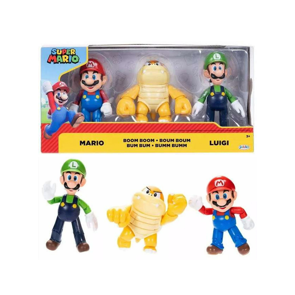 NINTENDO SET DE 3 FIGURAS DE ACCION DE MARIO LUIGI BOOM BOOM - 1