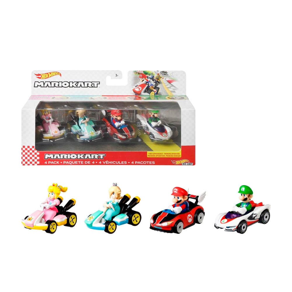 HOT WHEELS MARIO KART PACK 4 VEHICULOS MODELO B - 1