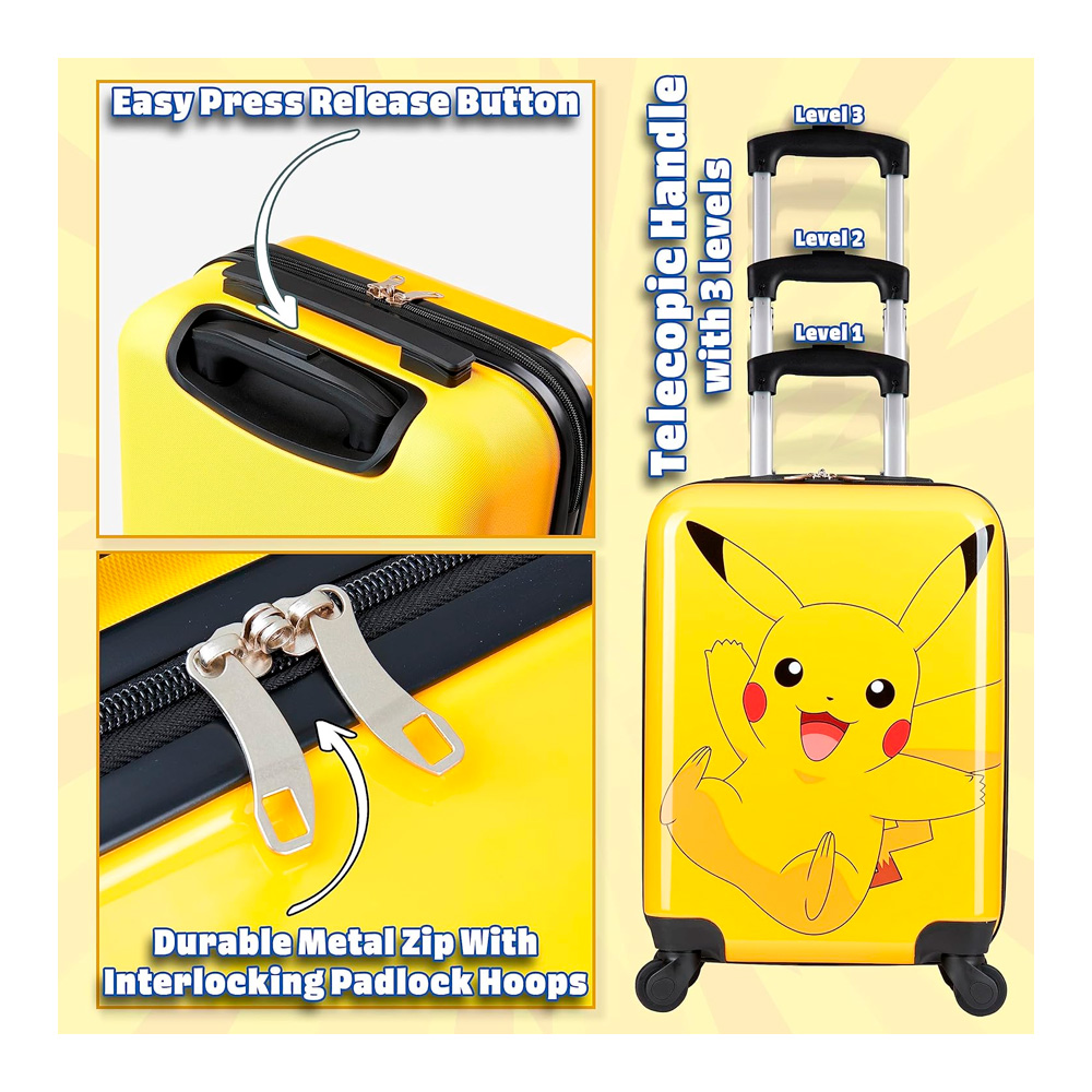 POKEMON MALETA DE VIAJE EXCLUSIVO USA PIKACHU YELLOW - 4