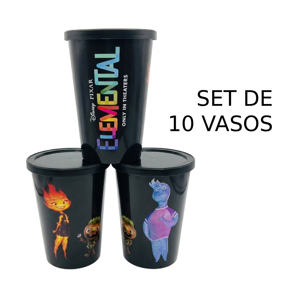 SET 10 VASOS EXCLUSIVO DISNEY ELEMENTAL AMC 12 OZ - 2