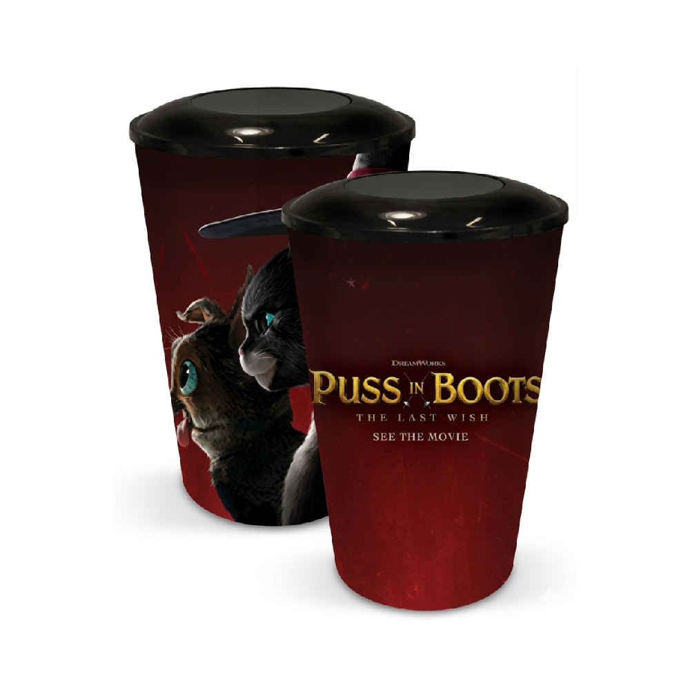 SET 5 VASOS EXCLUSIVOS AMC CON TAPA GATO CON BOTAS - 1