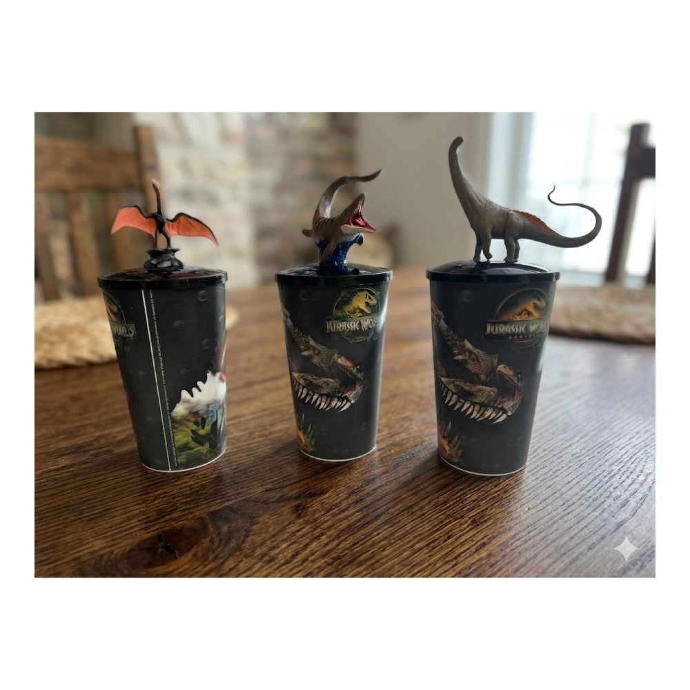 VASOS COLECCIONABLES 3D SET JURASSIC WORLD AMC EXCLUSIVE - 2