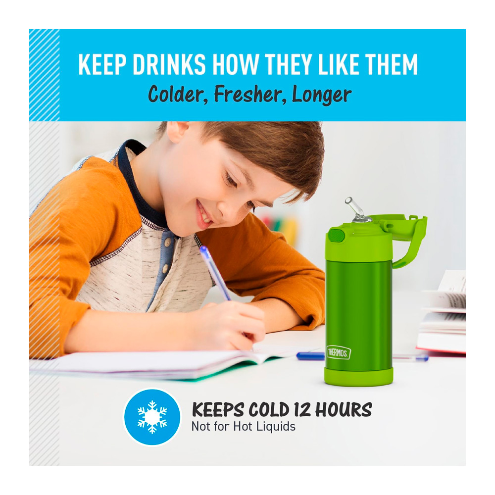 THERMOS FUNTAINER WATER BOTTLE WITH STRAW 12 ONZAS GREEN - 3