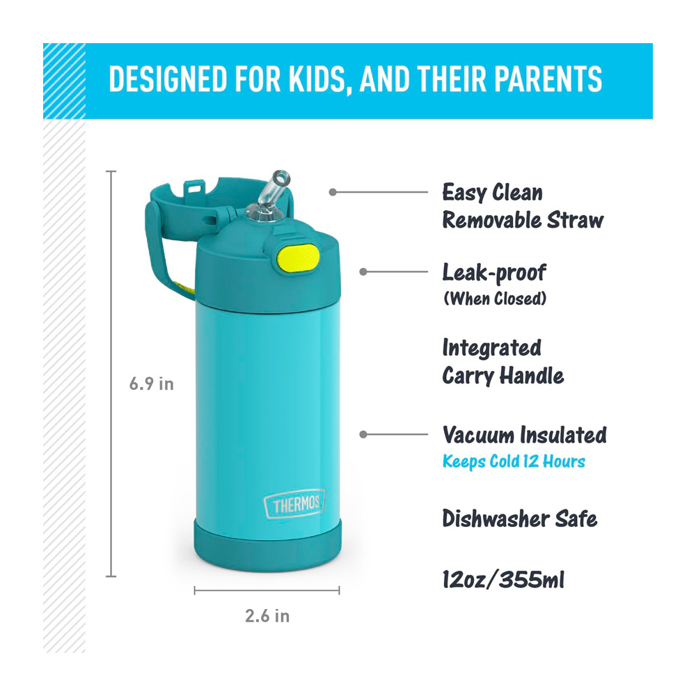THERMOS FUNTAINER WATER BOTTLE WITH STRAW 12 ONZAS BLUE - 2