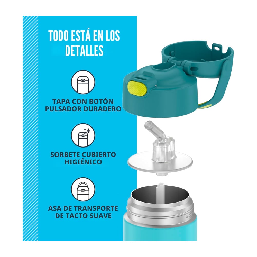 THERMOS FUNTAINER WATER BOTTLE WITH STRAW 12 ONZAS BLUE - 4