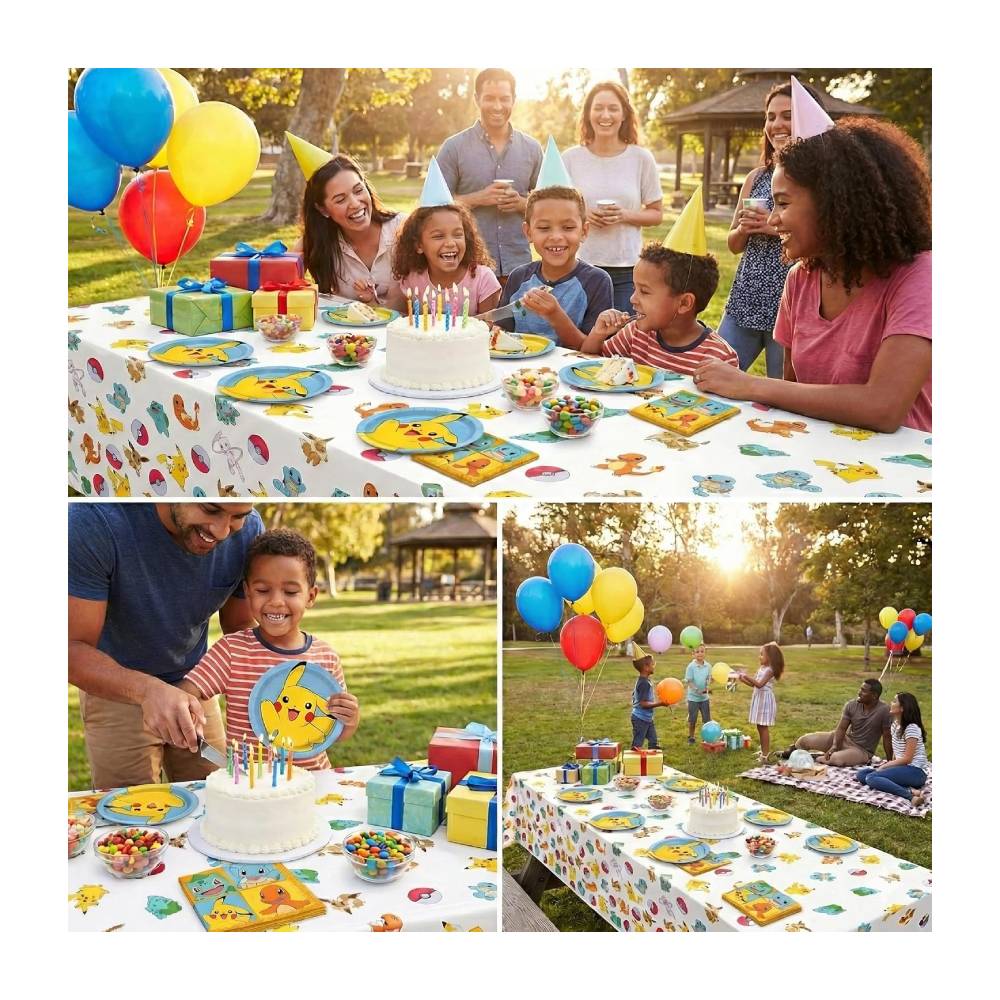 POKEMON DECORACION INFANTIL DE 32 PLATOS Y SERVILLETAS OFICIAL - 2