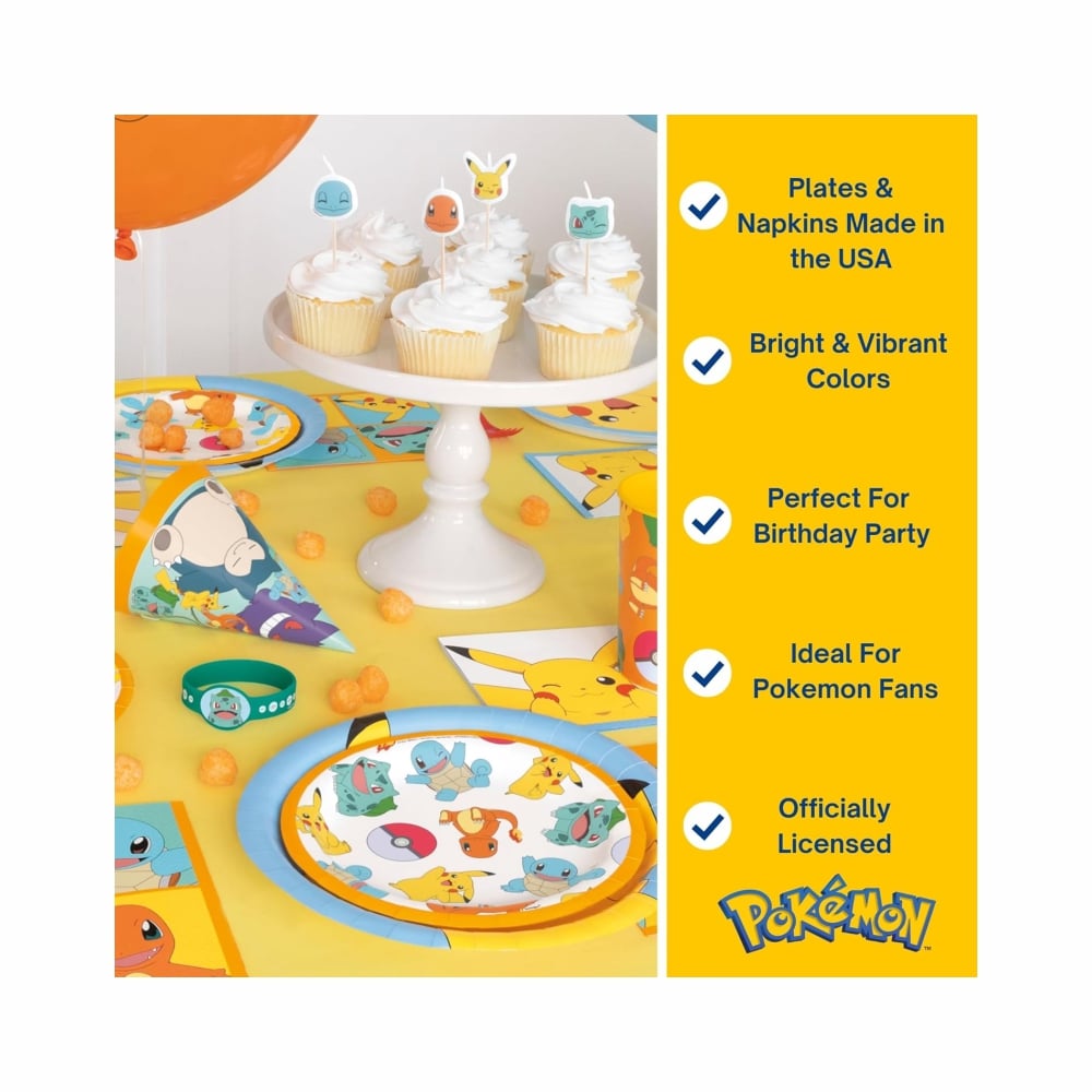 POKEMON PAQUETE DE 16 PLATOS Y SERVILLETAS DE POSTRE OFICIAL - 3