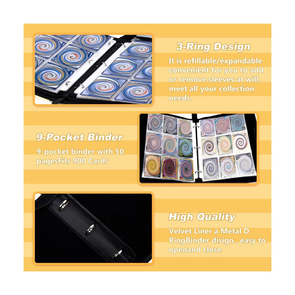 POKEMON FOLDER 9 POCKET KANTO BLACK 900 CARTAS - 5