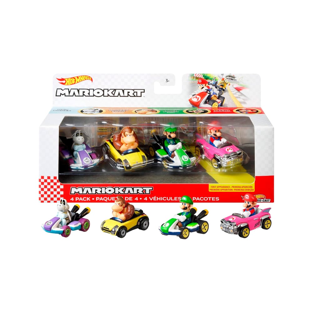 HOT WHEELS MARIO KART PACK 4 VEHICULOS MODELO X - 1