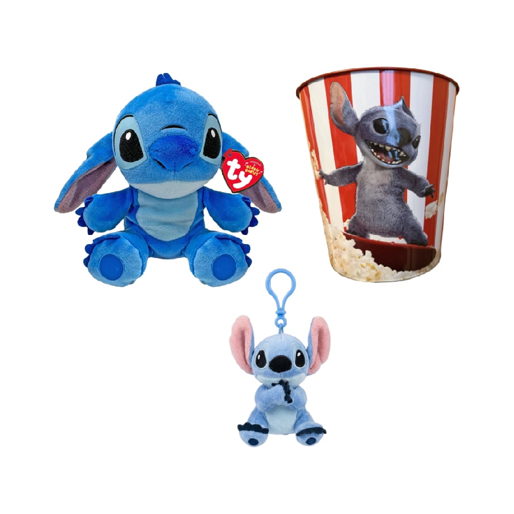 POPCORN BUCKET LILO AND STITCH TIN INCLUYE PELUCHE Y LLAVERO - 1