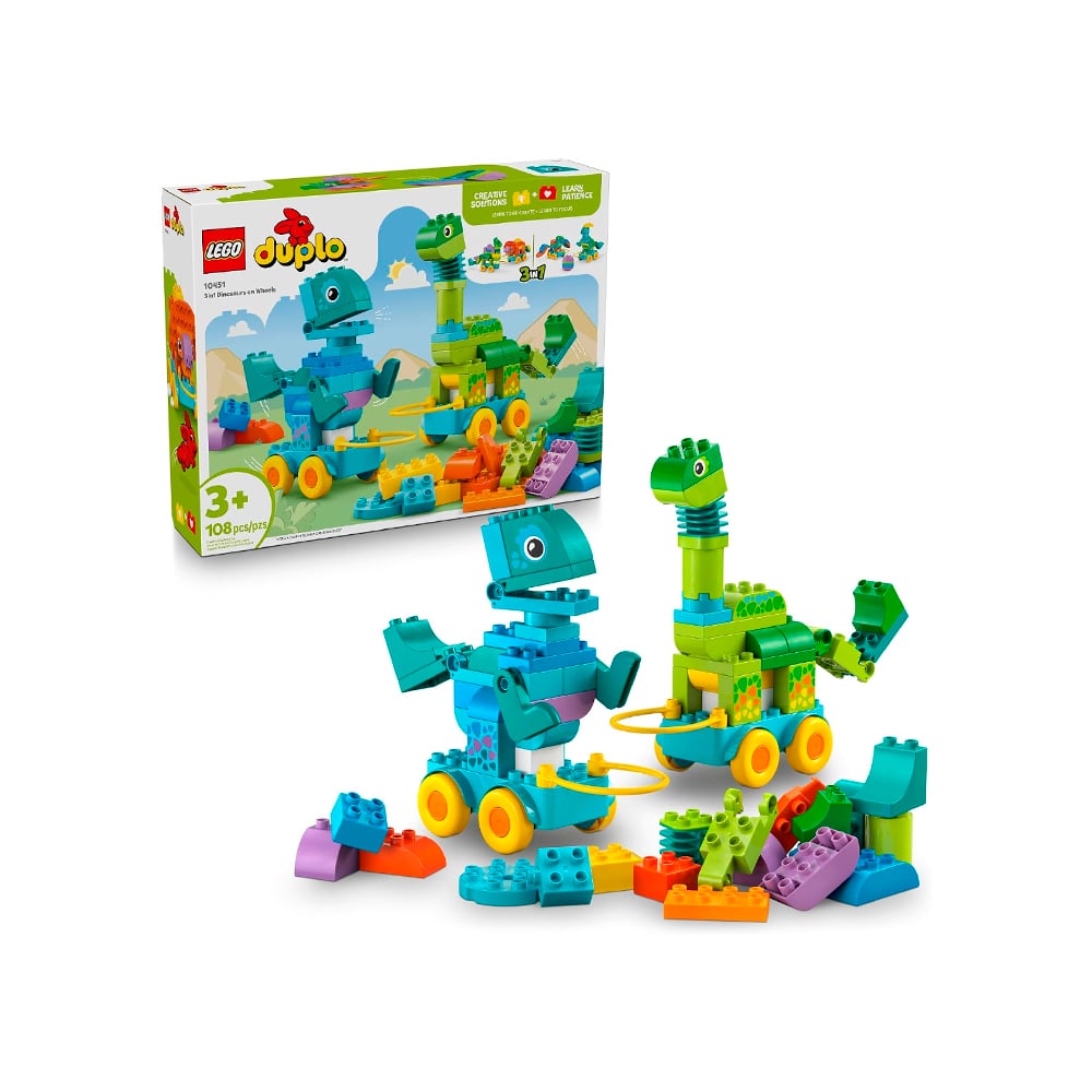 LEGO DUPLO TOWN 3 IN 1 DINOSAURS ON WHEELS LEARNING 10451 - 1
