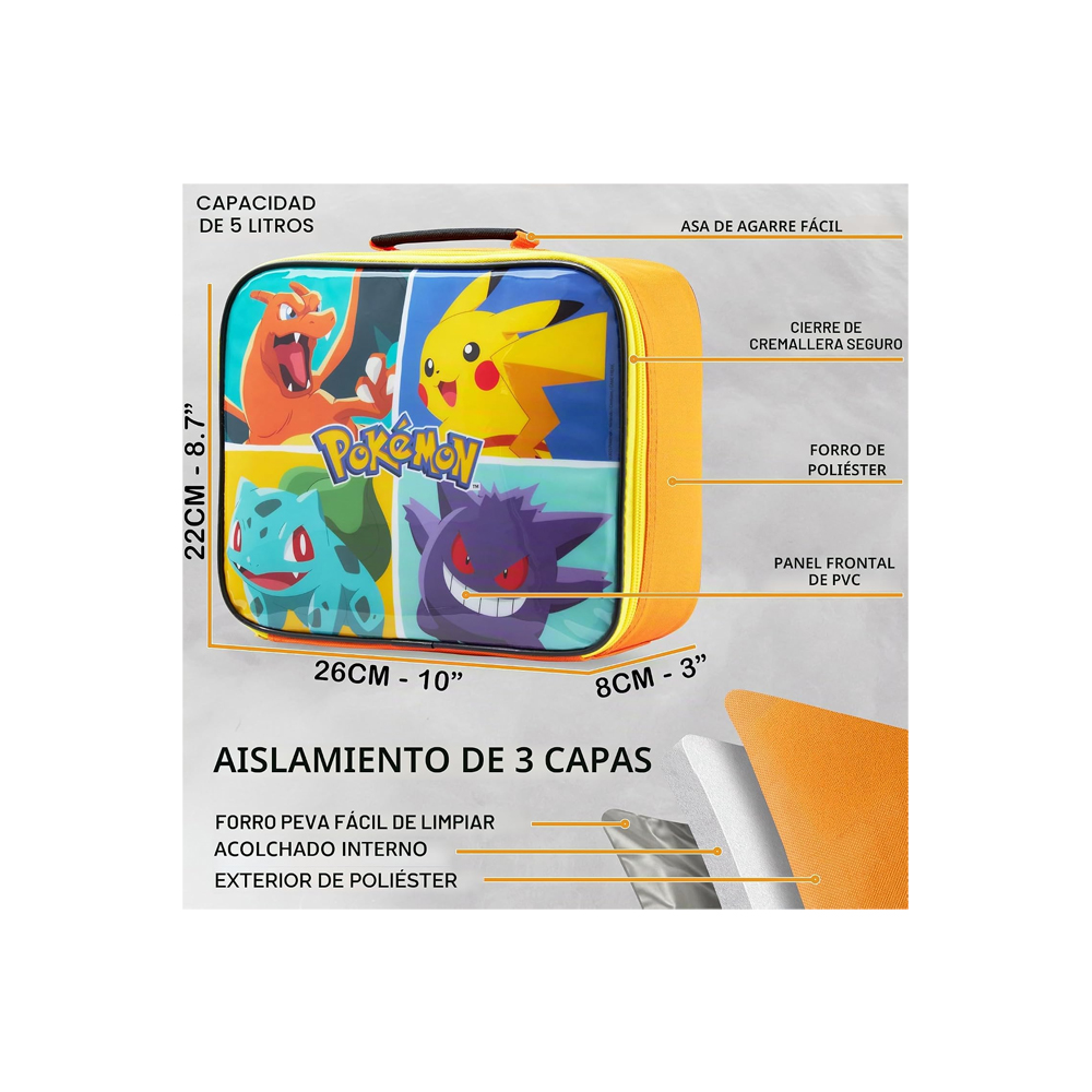 POKEMON LONCHERA SET TAPER TOMATODO CHARIZARD PIKACHU - 5