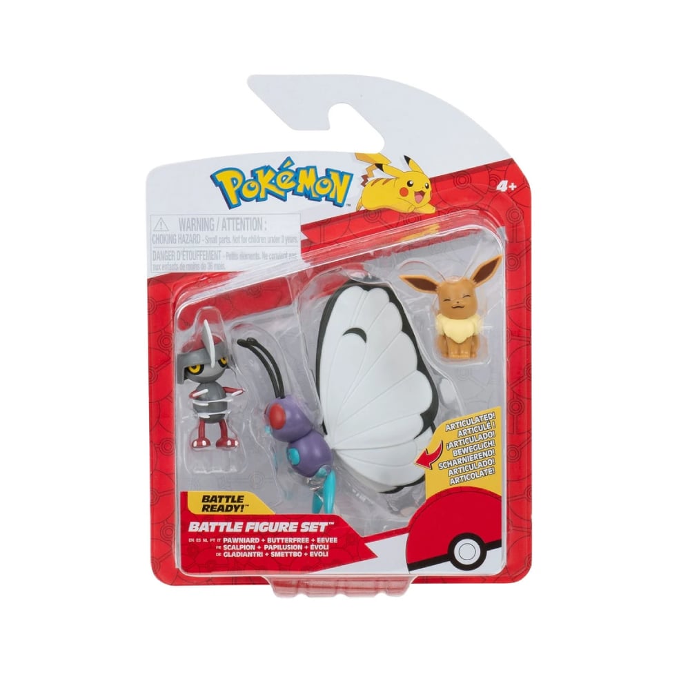 JAZWARES POKEMON BATTLE ACTION SET BUTTERFREE PAWNIARD EEVEE - 4