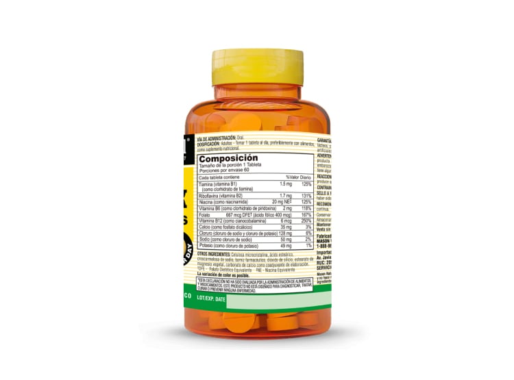 COMPLEJO B PLUS CON ELECTROLITOS - MASON NATURAL - (60 TAB) - 3