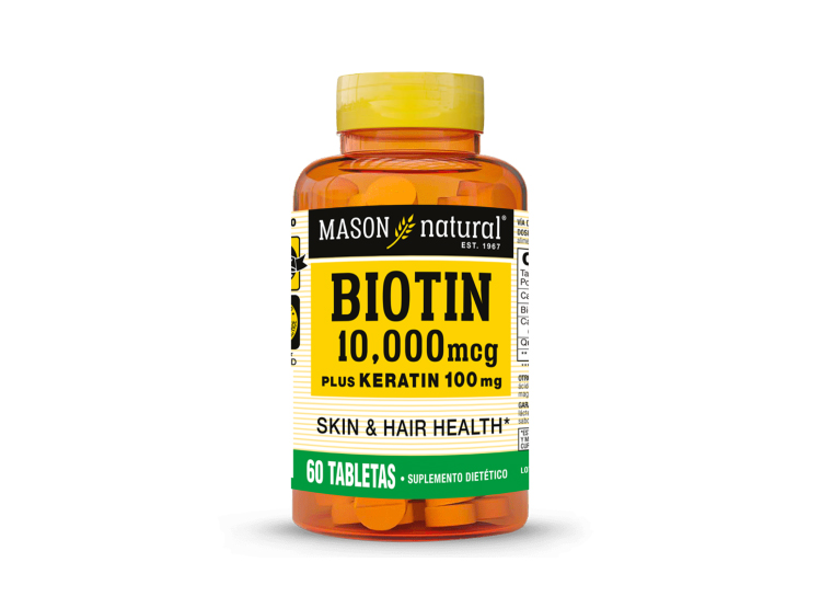 BIOTINA 10,000 PLUS KERATINA 100 MG - MASON NATURAL - (60 TAB) - 1