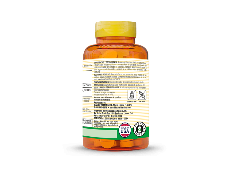 VITAMINA B12 3000 MCG - MASON NATURAL - (60 TAB SUBL) - 2
