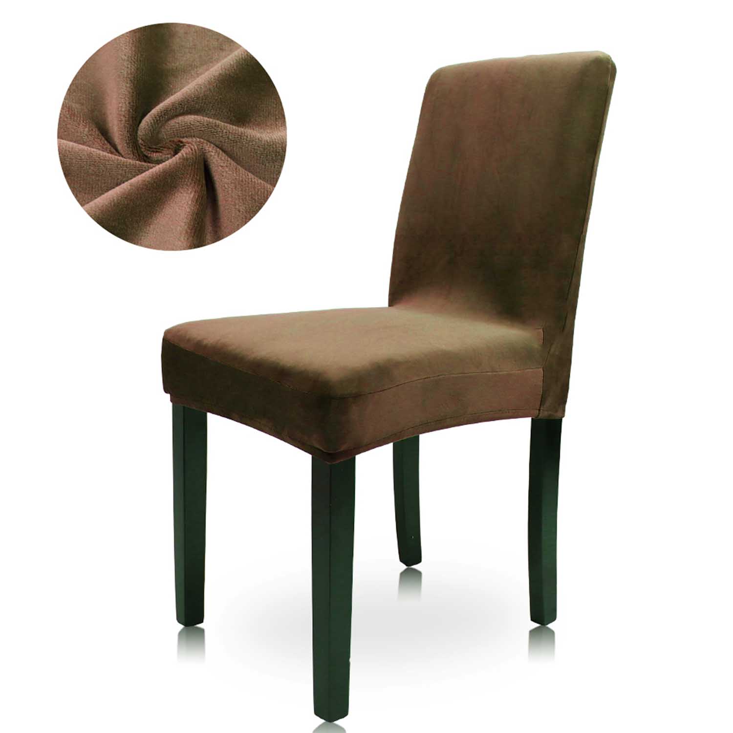 FUNDAS DE SILLAS TERCIOPELO MARRON CLARO SET 2 PZS - 1