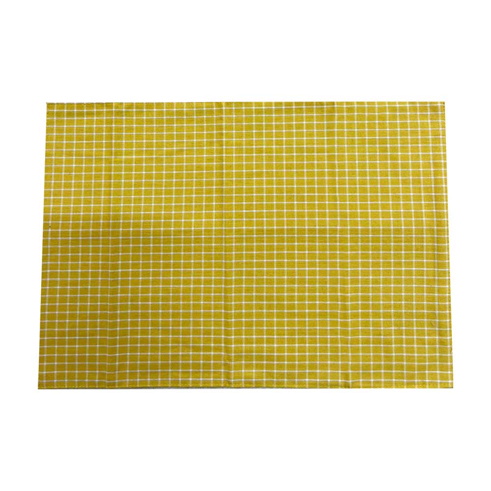 INDIVIDUAL DE TELA AMARILLO CUADROS SET POR 6 PZS - 2