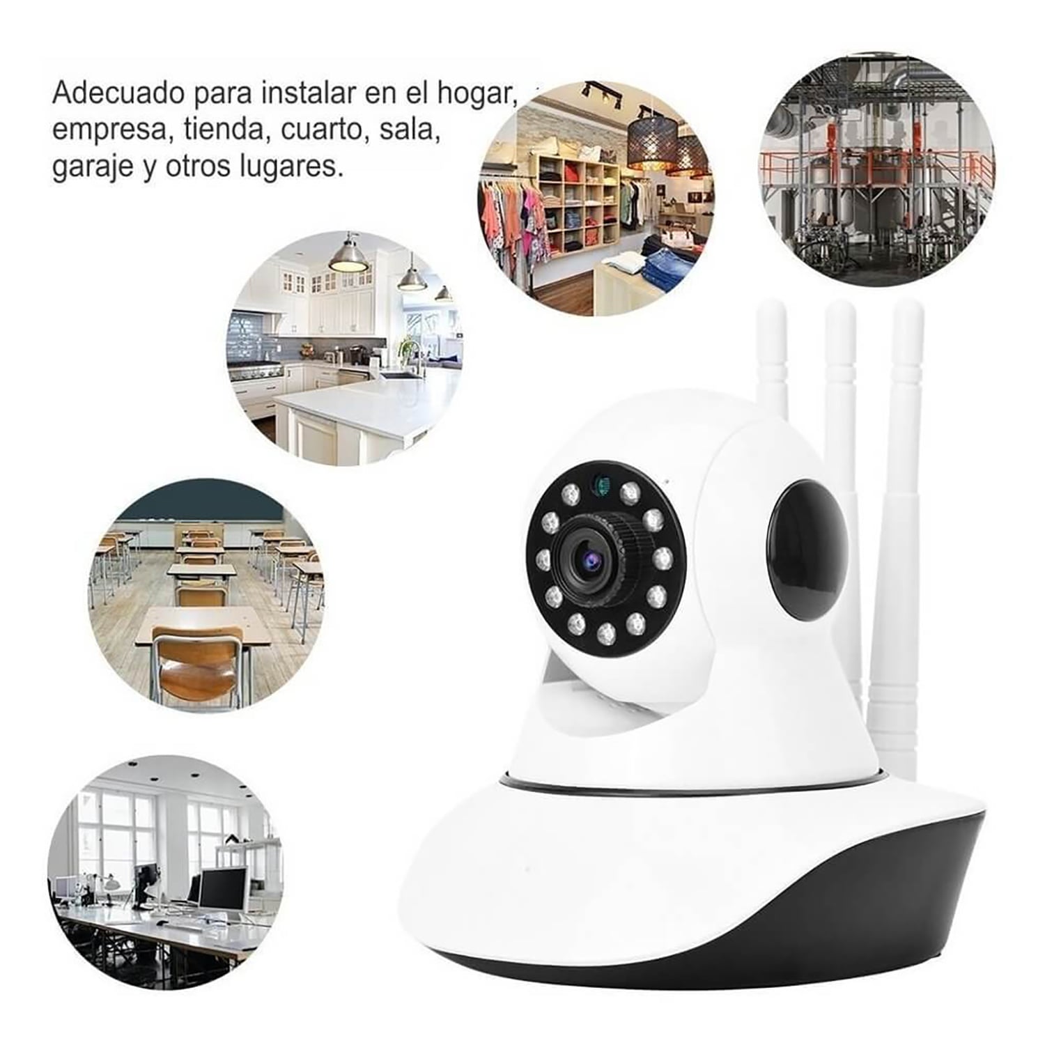 CÁMARA SEGURIDAD 360º 3 ANTENAS 1080P WIFI INTELIGENTE MICROSD 64 GB - 5