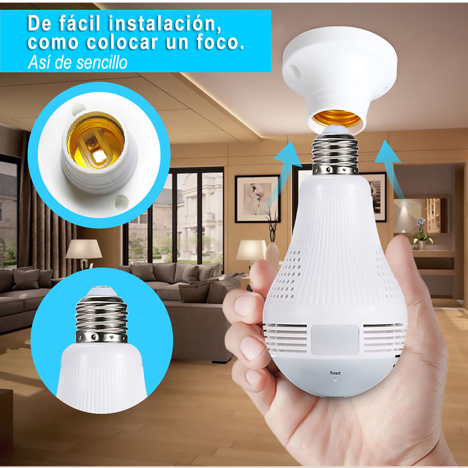 CÁMARA SEGURIDAD FOCO OJO DE PEZ INTELIGENTE WIFI + SD 64GB - 3