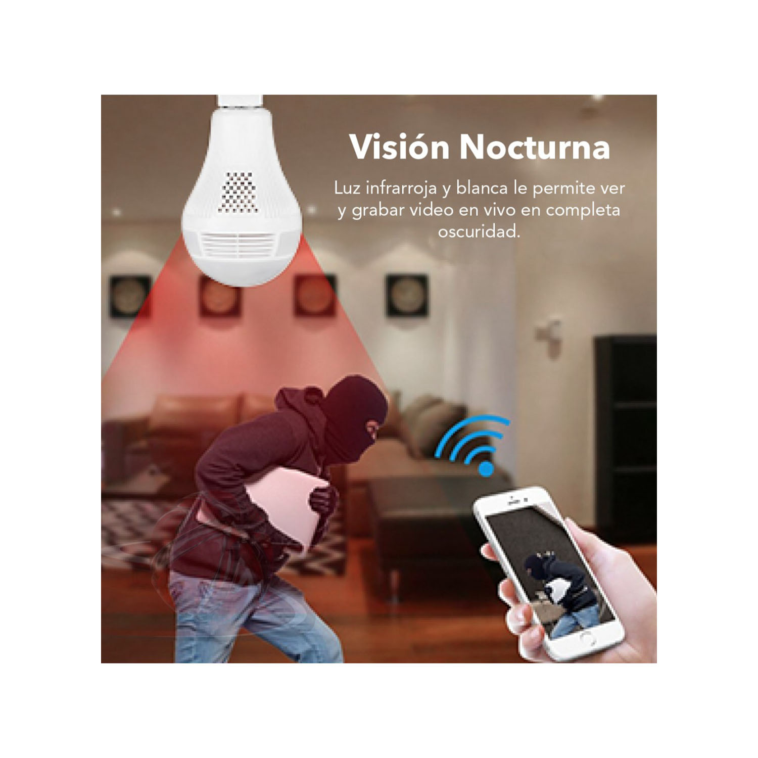 CÁMARA SEGURIDAD FOCO OJO DE PEZ INTELIGENTE WIFI + SD 64GB - 4
